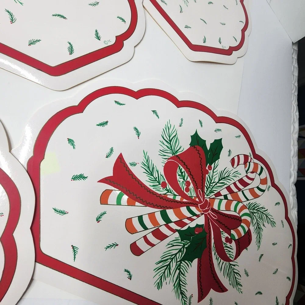 Town & Country Vinyl 1980s Christmas Table Placemats 6- 18